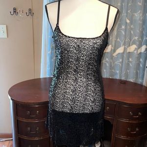NWOT Free People semi sheer black sequin mini slip dress! Size M!